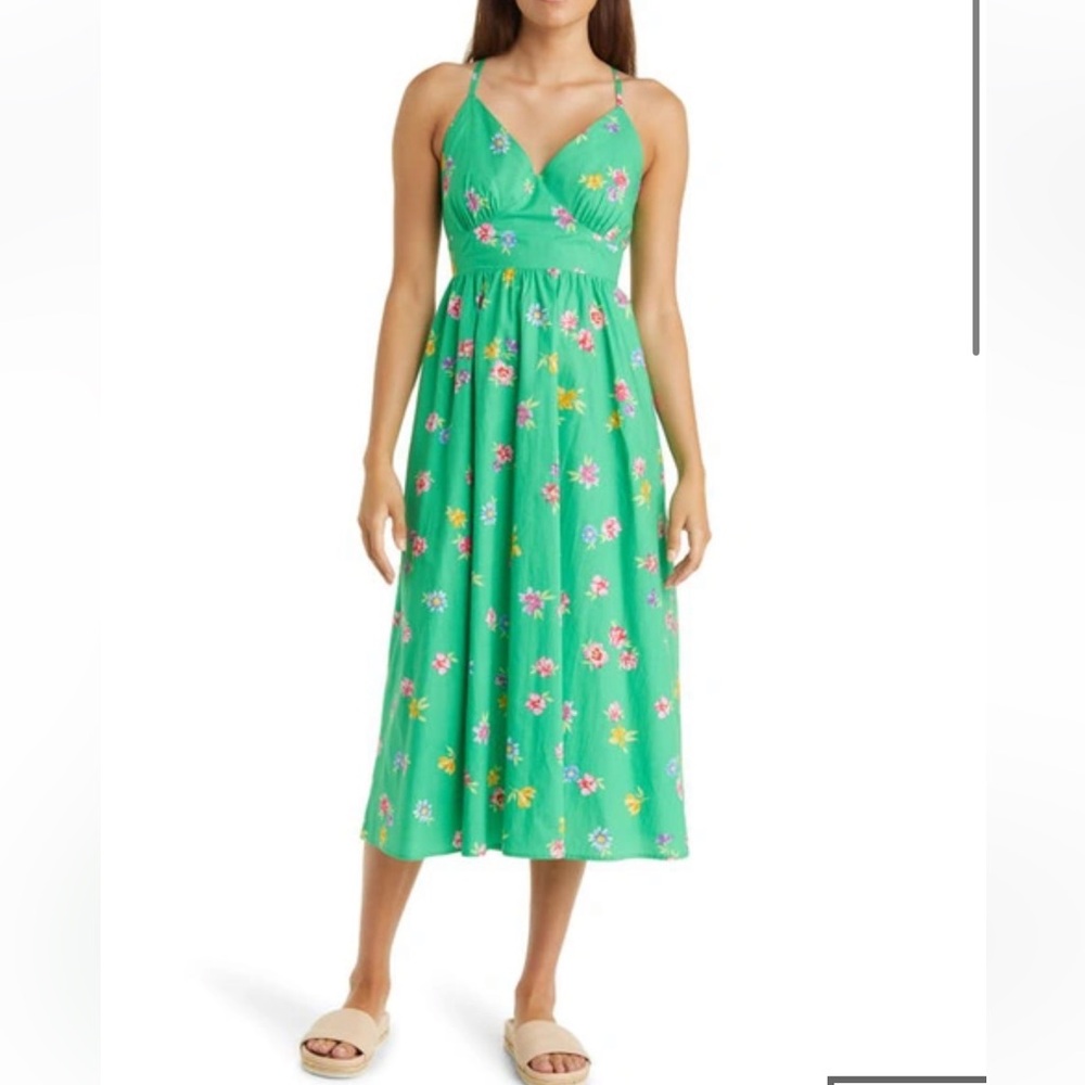 nobody’s child Billie organic floral cotton green sundress NWT